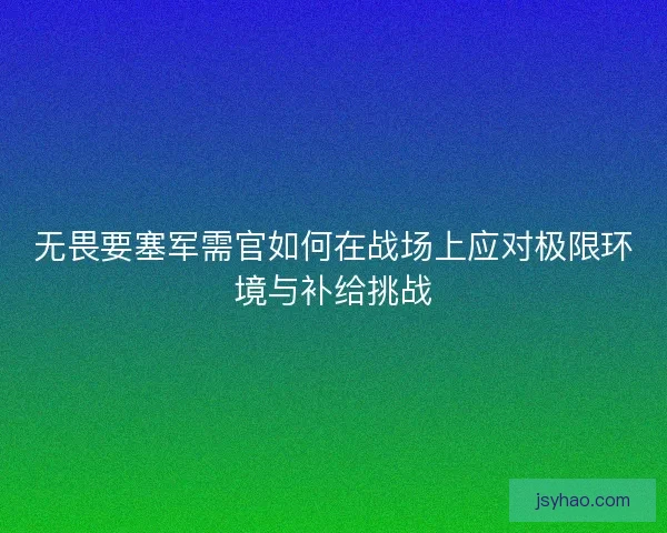 无畏要塞军需官如何在战场上应对极限环境与补给挑战